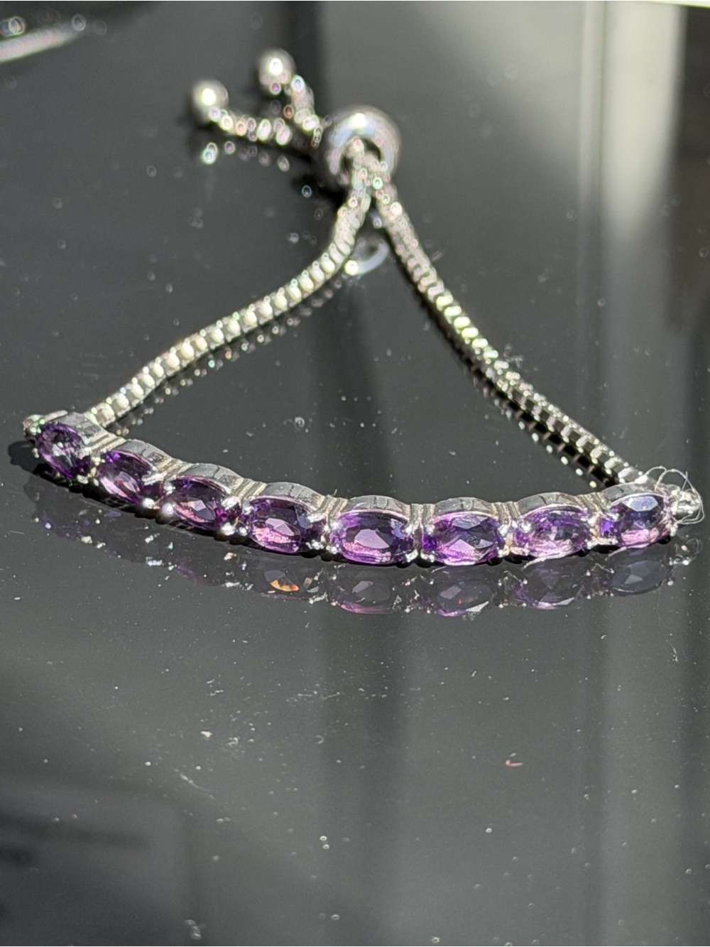 Sterling Silver Amethyst Bolo Bracelet